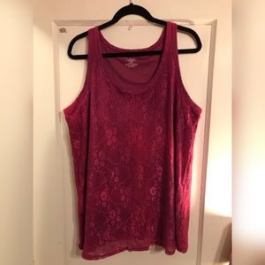 Dusty pink lined lace tank